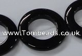 CAB857 15.5 inches 30mm donut black agate gemstone beads wholesale