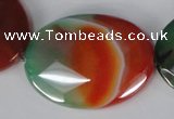CAG1078 15.5 inches 30*40mm faceted oval rainbow agate beads