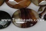 CAG1368 15.5 inches 22*30mm faceted oval line agate gemstone beads