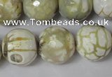 CAG1565 15.5 inches 18mm faceted round fire crackle agate beads