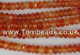 CAG1663 15.5 inches 3*6mm faceted rondelle red agate gemstone beads
