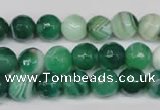 CAG2114 15.5 inches 10mm faceted round green line agate beads
