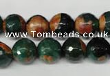 CAG2224 15.5 inches 12mm faceted round fire crackle agate beads