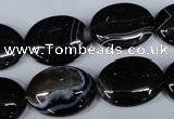 CAG3004 15.5 inches 15*20mm oval black line agate beads
