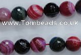 CAG3303 15.5 inches 10mm faceted round colorfull line agate beads