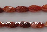CAG4181 15.5 inches 7*14mm faceted & twisted rice natural fire agate beads