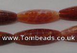 CAG4206 15.5 inches 10*30mm trihedron natural fire agate beads