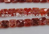 CAG4250 15.5 inches 8*8mm faceted square natural fire agate beads