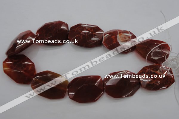 CAG4288 30*40mm faceted & twisted octagonal natural fire agate beads