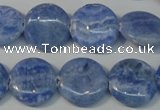 CAG4381 15.5 inches 18mm flat round dyed blue lace agate beads