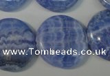 CAG4383 15.5 inches 25mm flat round dyed blue lace agate beads