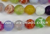CAG4530 15.5 inches 10mm faceted round fire crackle agate beads