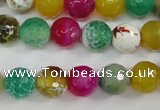 CAG4531 15.5 inches 10mm faceted round fire crackle agate beads