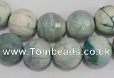 CAG4556 15.5 inches 14mm faceted round fire crackle agate beads