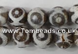 CAG4716 15 inches 14mm faceted round tibetan agate beads wholesale