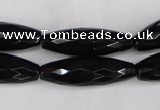 CAG5062 15.5 inches 10*30mm faceted rice black agate beads
