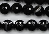 CAG5275 15.5 inches 12mm faceted round black line agate beads