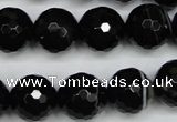 CAG5276 15.5 inches 14mm faceted round black line agate beads