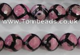 CAG5349 15.5 inches 12mm faceted round tibetan agate beads wholesale