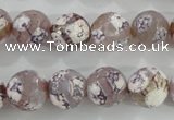 CAG5354 15.5 inches 12mm faceted round tibetan agate beads wholesale