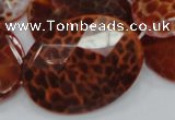 CAG579 15.5 inches 40*50mm faceted oval natural fire agate beads