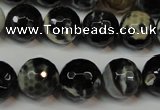 CAG5840 15 inches 14mm faceted round fire crackle agate beads