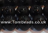 CAG6004 15.5 inches 12mm carved round matte black agate beads
