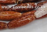 CAG608 15.5 inches 10*30mm rice natural fire agate beads wholesale