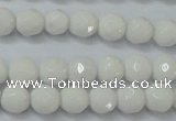 CAG6100 15.5 inches 4mm faceted round white agate gemstone beads