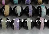 CAG6136 15 inches 10mm faceted round tibetan agate gemstone beads