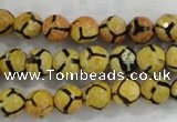 CAG6168 15 inches 14mm faceted round tibetan agate gemstone beads