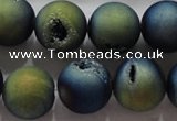 CAG6266 15 inches 16mm round plated druzy agate beads wholesale