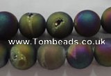 CAG6283 15 inches 10mm round plated druzy agate beads wholesale