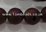 CAG6317 15 inches 18mm faceted round plated druzy agate beads