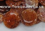 CAG632 15.5 inches 20mm coin natural fire agate beads wholesale