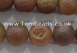 CAG6335 15 inches 14mm faceted round plated druzy agate beads