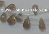 CAG6544 Top-drilled 6*10mm faceted teardrop Brazilian grey agate beads