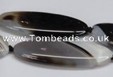 CAG6922 15.5 inches 20*55mm oval black line agate beads