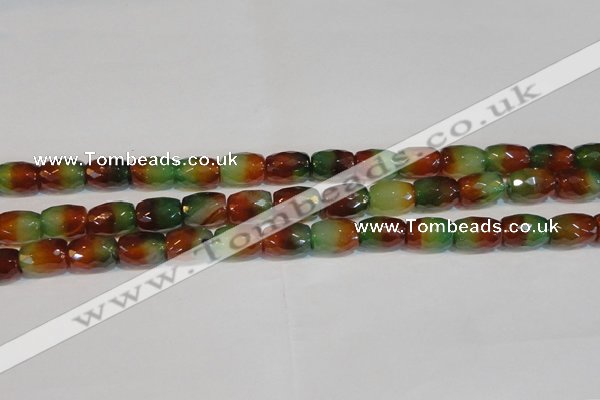 CAG7179 15.5 inches 10*14mm faceted drum rainbow agate gemstone beads