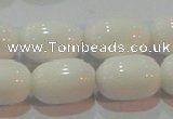 CAG7212 15.5 inches 10*14mm drum white agate gemstone beads