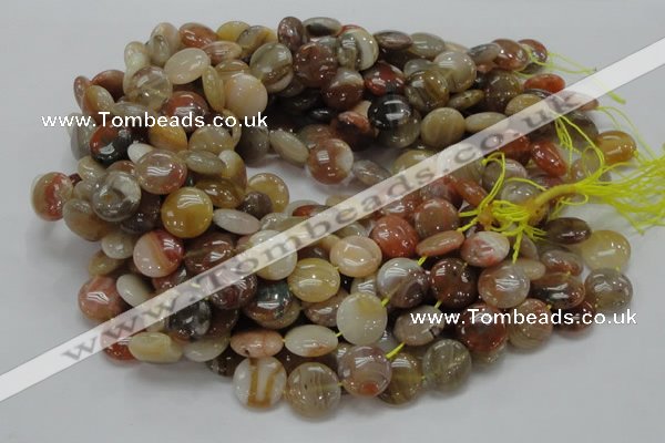 CAG776 15.5 inches 15mm flat round yellow agate gemstone beads