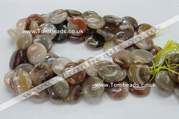 CAG778 15.5 inches 25mm flat round yellow agate gemstone beads