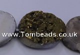 CAG7965 7.5 inches 15*20mm oval plated white druzy agate beads