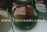CAG803 15.5 inches 30mm flat round rainbow agate gemstone beads