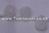 CAG8110 Top drilled 12*16mm teardrop white plated druzy agate beads