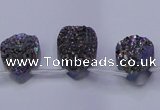 CAG8114 Top drilled 12*16mm teardrop rainbow plated druzy agate beads
