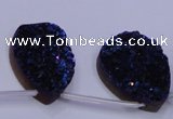 CAG8136 Top drilled 18*25mm teardrop blue plated druzy agate beads