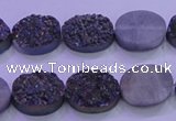 CAG8165 7.5 inches 12*16mm oval purple plated druzy agate beads
