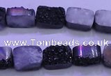 CAG8217 Top drilled 10*14mm rectangle black plated druzy agate beads