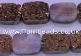 CAG8243 7.5 inches 15*20mm rectangle glod plated druzy agate beads